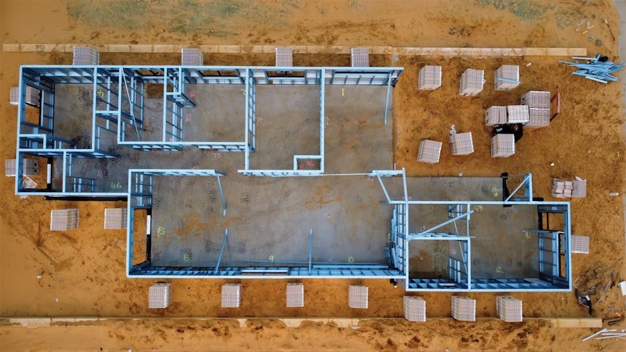 Terreno residencial em construção, visto de cima